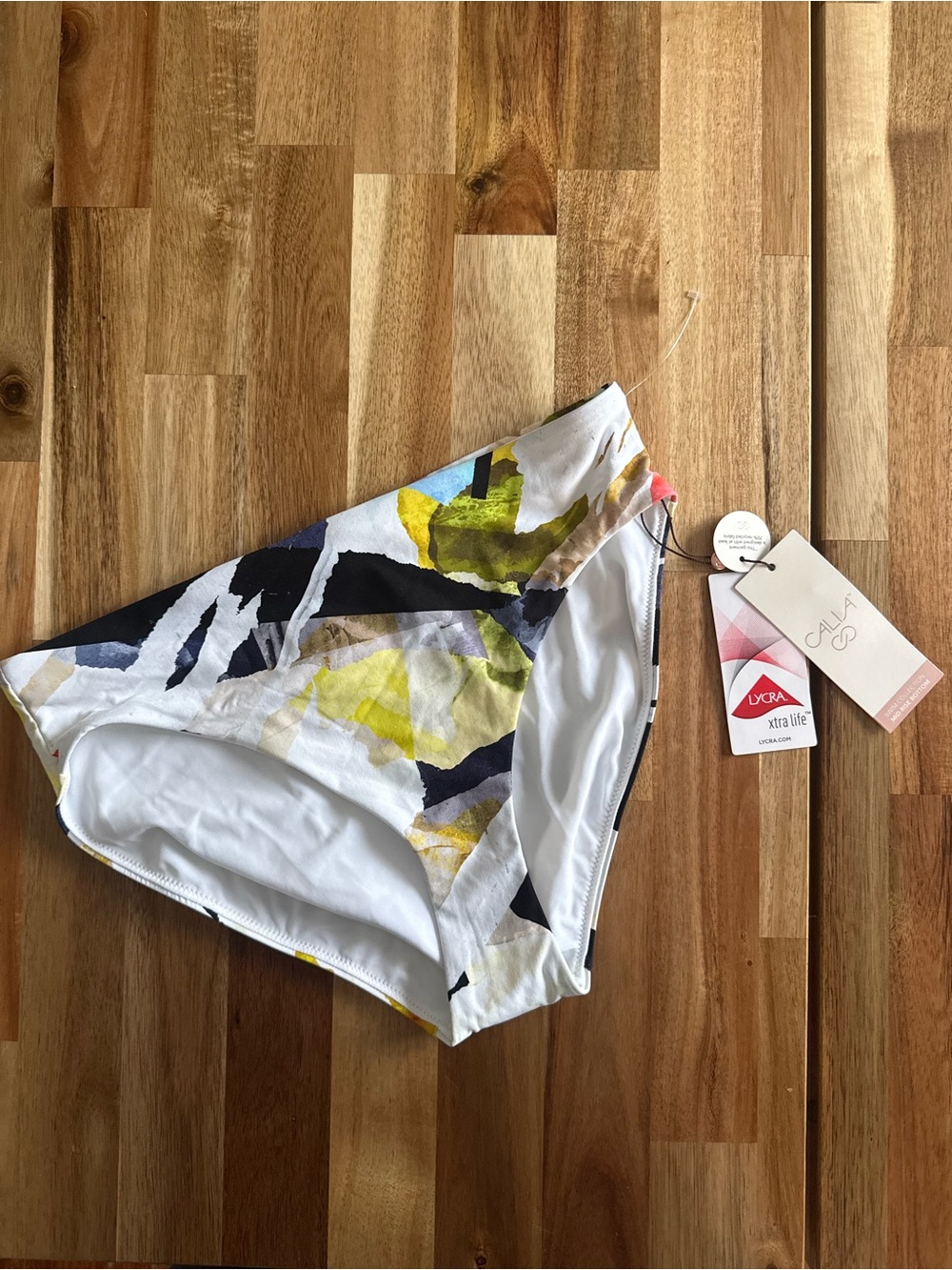 CALIA bikini bottoms core mid rise collage pure white NWT